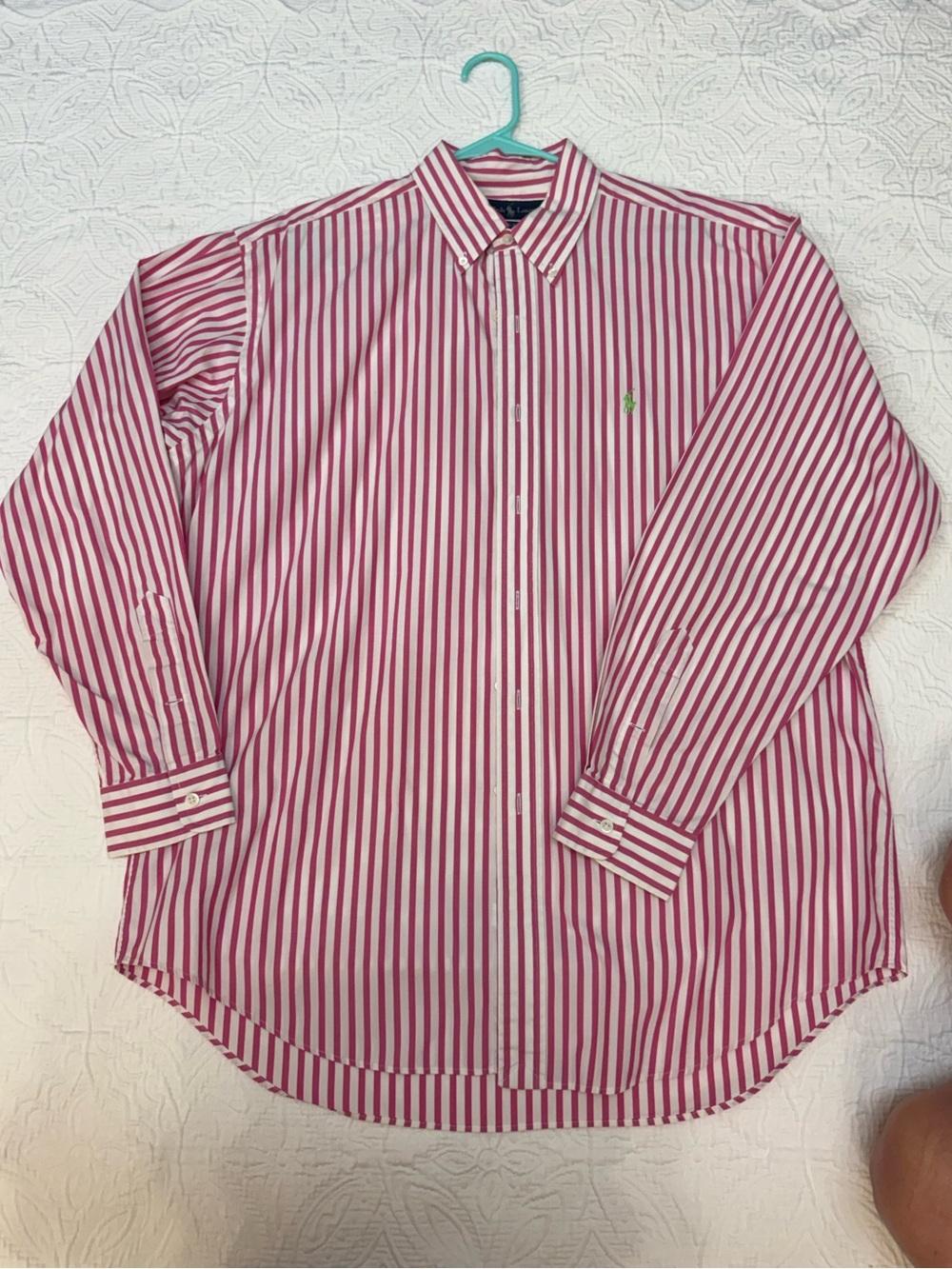 Ralph Lauren Men’s Pink and White Stripe Button-Down Shirt